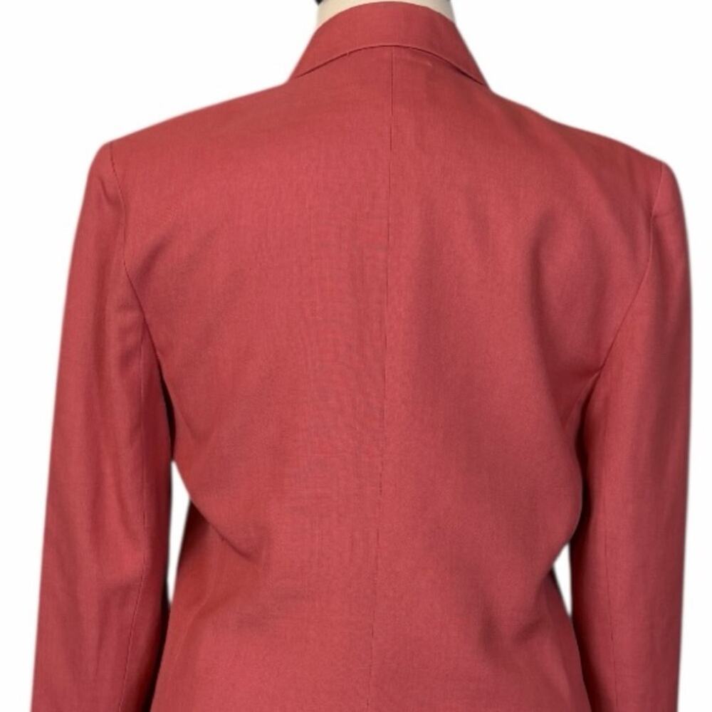 Talbots Vintage Linen Blend Three Button Long Blazer Coral Pink Women’s Size 14 - Picture 9 of 11